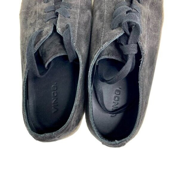 Vince Black Suede Espadrille Lace Up Sneakers - Picture 3 of 5